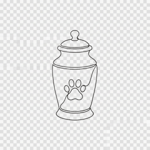 Minimalist single-line drawing of a lit candle featuring a central paw print motif.