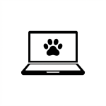 Icon showing an open laptop with a paw print on the screen.